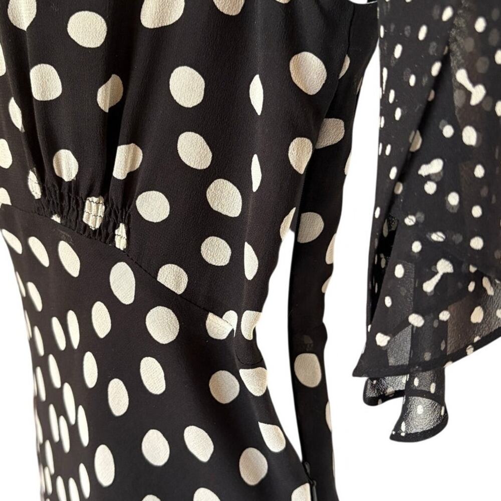 Cynthia Howie Vintage Silk Polka Dot Bias Cut Layered Midi Dress with Tie size 6 - Picture 9 of 13